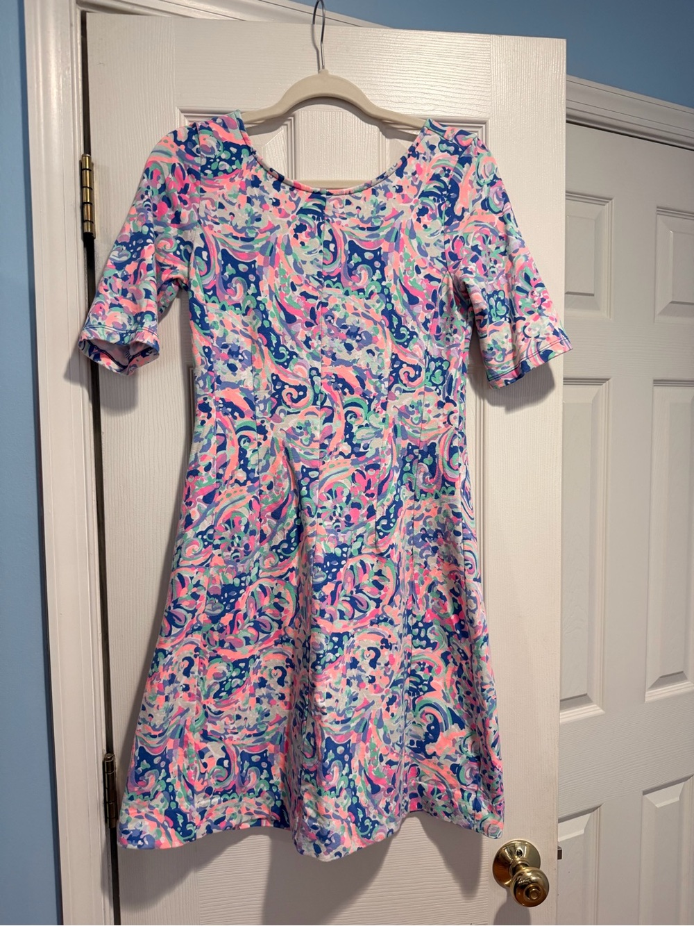Lilly Pulitzer Pink Blue Paisley Fit & Flare Dress Size Small